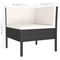 vidaXL 6-tlg. Garten-Lounge-Set mit Auflagen Poly Rattan Schwarz