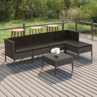 vidaXL 6-tlg. Garten-Lounge-Set mit Auflagen Poly Rattan...