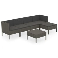 vidaXL 6-tlg. Garten-Lounge-Set mit Auflagen Poly Rattan...