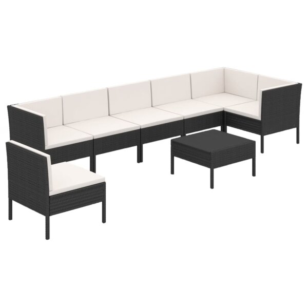 vidaXL 8-tlg. Garten-Lounge-Set mit Auflagen Poly Rattan Schwarz