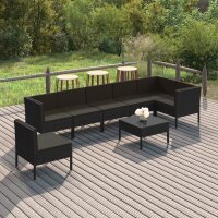 vidaXL 8-tlg. Garten-Lounge-Set mit Auflagen Poly Rattan...