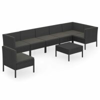 vidaXL 8-tlg. Garten-Lounge-Set mit Auflagen Poly Rattan...