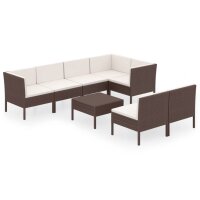 vidaXL 8-tlg. Garten-Lounge-Set mit Auflagen Poly Rattan...