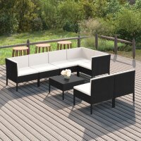 vidaXL 8-tlg. Garten-Lounge-Set mit Auflagen Poly Rattan...