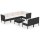 vidaXL 8-tlg. Garten-Lounge-Set mit Auflagen Poly Rattan Schwarz