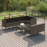 vidaXL 8-tlg. Garten-Lounge-Set mit Auflagen Poly Rattan...