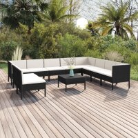 vidaXL 11-tlg. Garten-Lounge-Set mit Auflagen Poly Rattan...