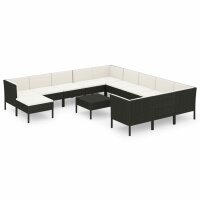 vidaXL 13-tlg. Garten-Lounge-Set mit Auflagen Poly Rattan Schwarz