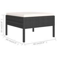 vidaXL 13-tlg. Garten-Lounge-Set mit Auflagen Poly Rattan Schwarz