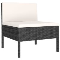 vidaXL 7-tlg. Garten-Lounge-Set mit Auflagen Poly Rattan Schwarz