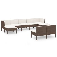 vidaXL 9-tlg. Garten-Lounge-Set mit Auflagen Poly Rattan Braun