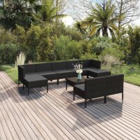 vidaXL 10-tlg. Garten-Lounge-Set mit Auflagen Poly Rattan...