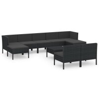 vidaXL 10-tlg. Garten-Lounge-Set mit Auflagen Poly Rattan...