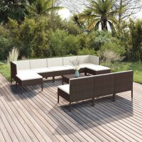 vidaXL 11-tlg. Garten-Lounge-Set mit Auflagen Poly Rattan...