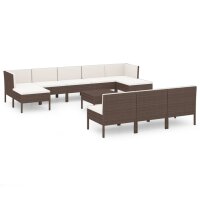 vidaXL 11-tlg. Garten-Lounge-Set mit Auflagen Poly Rattan...