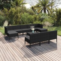 vidaXL 11-tlg. Garten-Lounge-Set mit Auflagen Poly Rattan...