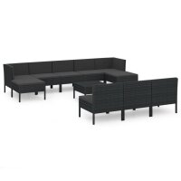 vidaXL 11-tlg. Garten-Lounge-Set mit Auflagen Poly Rattan...