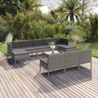 vidaXL 11-tlg. Garten-Lounge-Set mit Auflagen Poly Rattan...