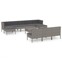 vidaXL 11-tlg. Garten-Lounge-Set mit Auflagen Poly Rattan...