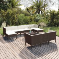 vidaXL 11-tlg. Garten-Lounge-Set mit Auflagen Poly Rattan...