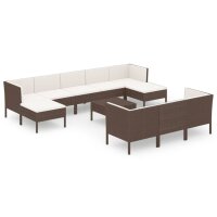 vidaXL 11-tlg. Garten-Lounge-Set mit Auflagen Poly Rattan...