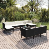 vidaXL 11-tlg. Garten-Lounge-Set mit Auflagen Poly Rattan...