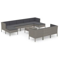 vidaXL 11-tlg. Garten-Lounge-Set mit Auflagen Poly Rattan...