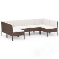 vidaXL 6-tlg. Garten-Lounge-Set mit Auflagen Poly Rattan Braun