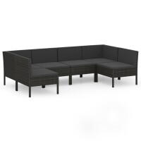 vidaXL 6-tlg. Garten-Lounge-Set mit Auflagen Poly Rattan...