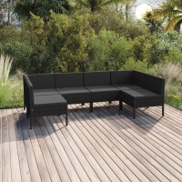 vidaXL 6-tlg. Garten-Lounge-Set mit Auflagen Poly Rattan...