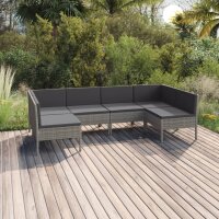 vidaXL 6-tlg. Garten-Lounge-Set mit Auflagen Poly Rattan...