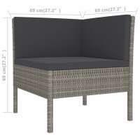 vidaXL 6-tlg. Garten-Lounge-Set mit Auflagen Poly Rattan Grau