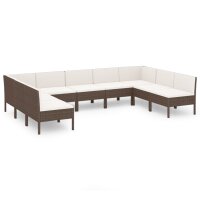 vidaXL 9-tlg. Garten-Lounge-Set mit Auflagen Poly Rattan Braun