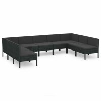 vidaXL 9-tlg. Garten-Lounge-Set mit Auflagen Poly Rattan Schwarz