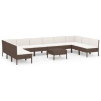 vidaXL 11-tlg. Garten-Lounge-Set mit Auflagen Poly Rattan...