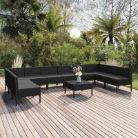 vidaXL 11-tlg. Garten-Lounge-Set mit Auflagen Poly Rattan...