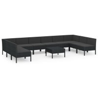 vidaXL 11-tlg. Garten-Lounge-Set mit Auflagen Poly Rattan...