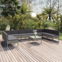 vidaXL 11-tlg. Garten-Lounge-Set mit Auflagen Poly Rattan...