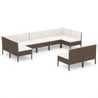 vidaXL 9-tlg. Garten-Lounge-Set mit Auflagen Poly Rattan Braun