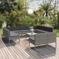 vidaXL 12-tlg. Garten-Lounge-Set mit Auflagen Poly Rattan...