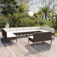 vidaXL 12-tlg. Garten-Lounge-Set mit Auflagen Poly Rattan...