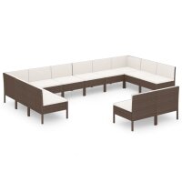 vidaXL 12-tlg. Garten-Lounge-Set mit Auflagen Poly Rattan...