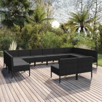 vidaXL 12-tlg. Garten-Lounge-Set mit Auflagen Poly Rattan...