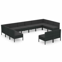 vidaXL 12-tlg. Garten-Lounge-Set mit Auflagen Poly Rattan...