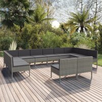 vidaXL 12-tlg. Garten-Lounge-Set mit Auflagen Poly Rattan...