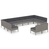 vidaXL 12-tlg. Garten-Lounge-Set mit Auflagen Poly Rattan...