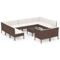 vidaXL 12-tlg. Garten-Lounge-Set mit Auflagen Poly Rattan...