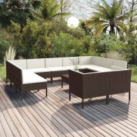 vidaXL 12-tlg. Garten-Lounge-Set mit Auflagen Poly Rattan...