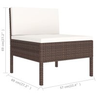 vidaXL 12-tlg. Garten-Lounge-Set mit Auflagen Poly Rattan Braun