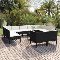 vidaXL 12-tlg. Garten-Lounge-Set mit Auflagen Poly Rattan...